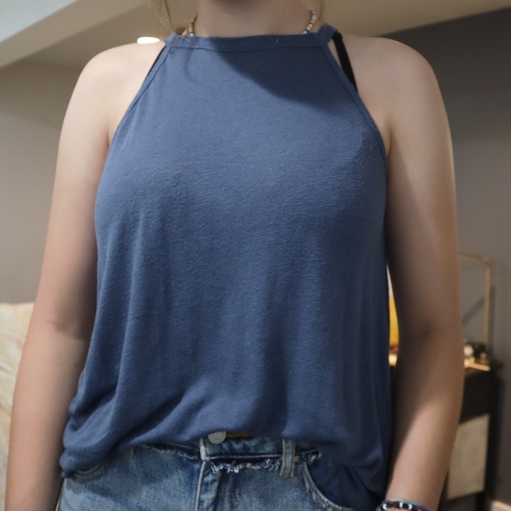 a&f blue halter tank top